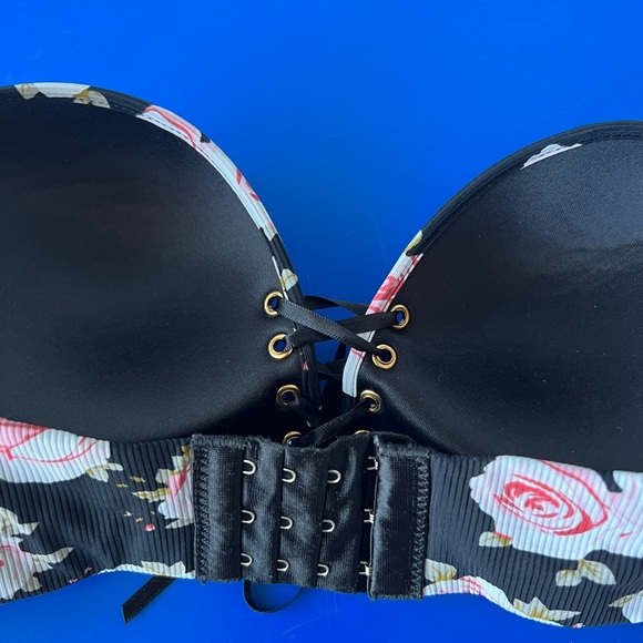 [Free add on item] Floral Print Lace-up Push Up Bra With Detachable Bra Strap - Picture 6 of 7